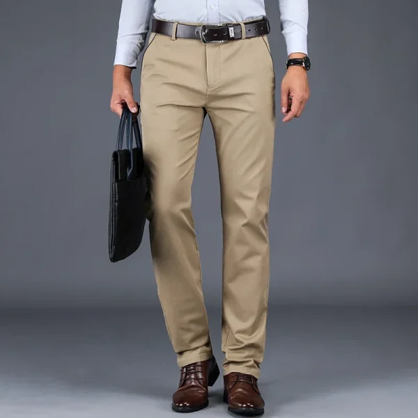 pantalon chino droit en coton beige
