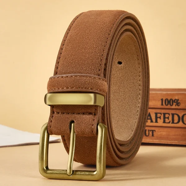 ceinture de luxe en daim marron