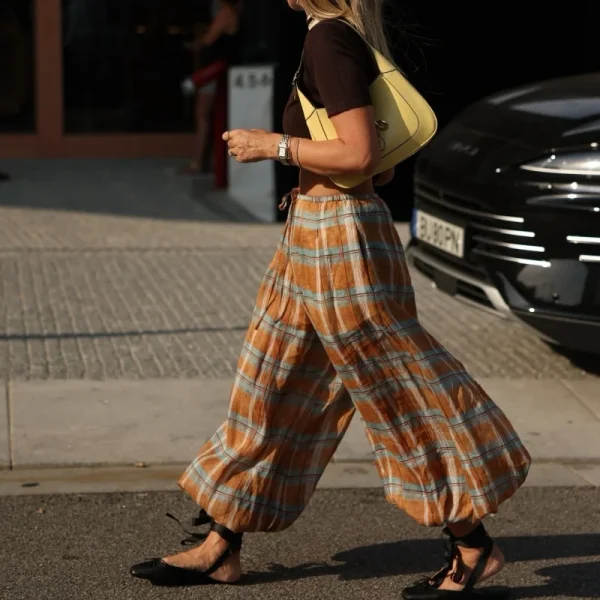 pantalon baggy imprimé carreaux