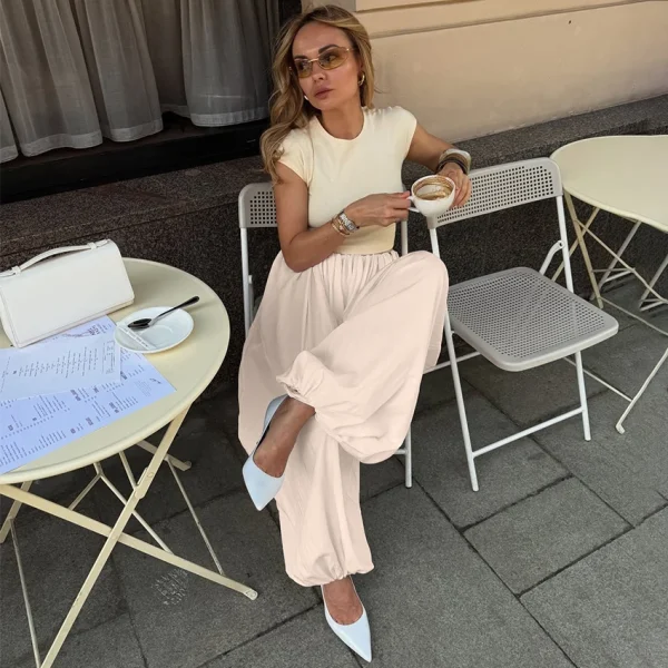 pantalon fluide rose