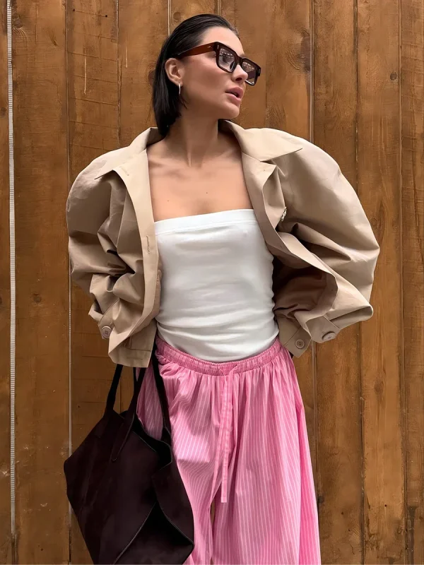 pantalon fluide coton rose