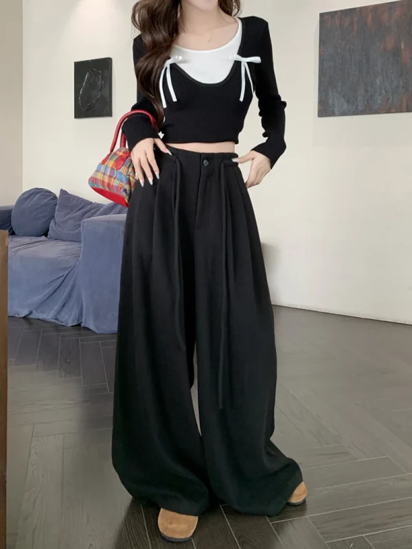 pantalon baggy laine noir