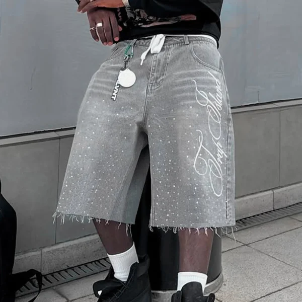 Bermuda imprimé et strass gris