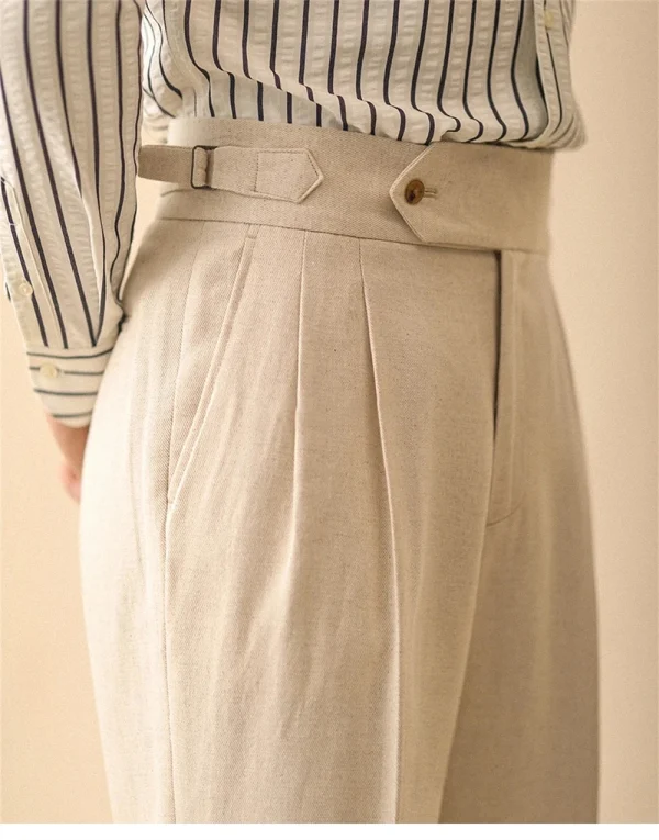 Pantalon habillé en coton beige