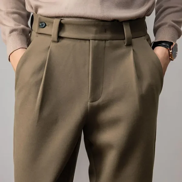 pantalon en laine et coton marron