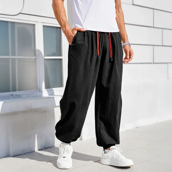pantalon jogging lin coton noir
